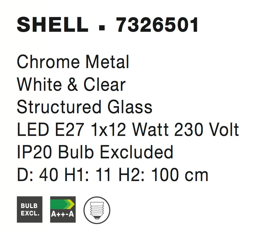 Suspension Shell blanche, verre