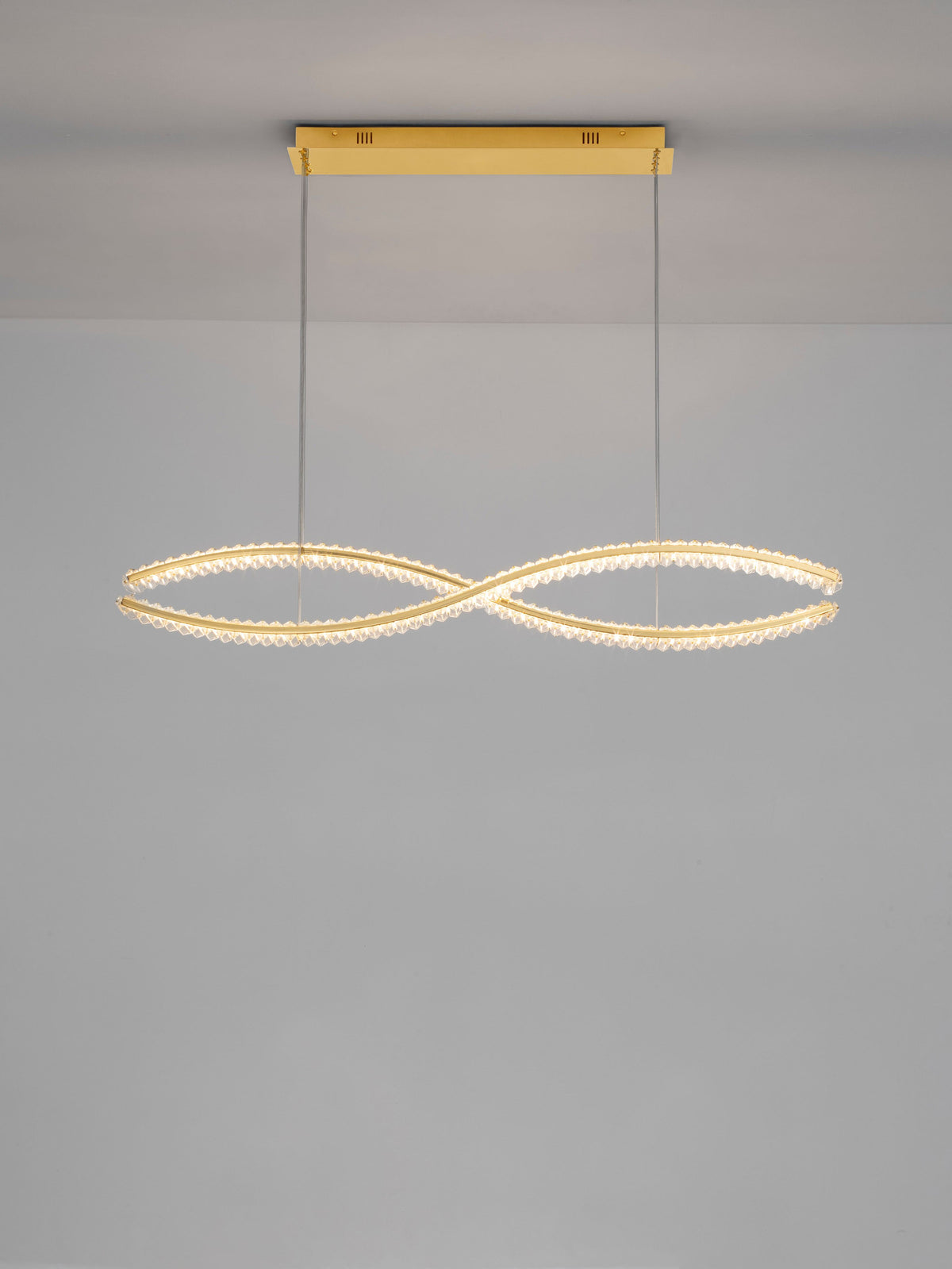 Suspension Aurelia dorée, cristal, H 150 cm (9019724)