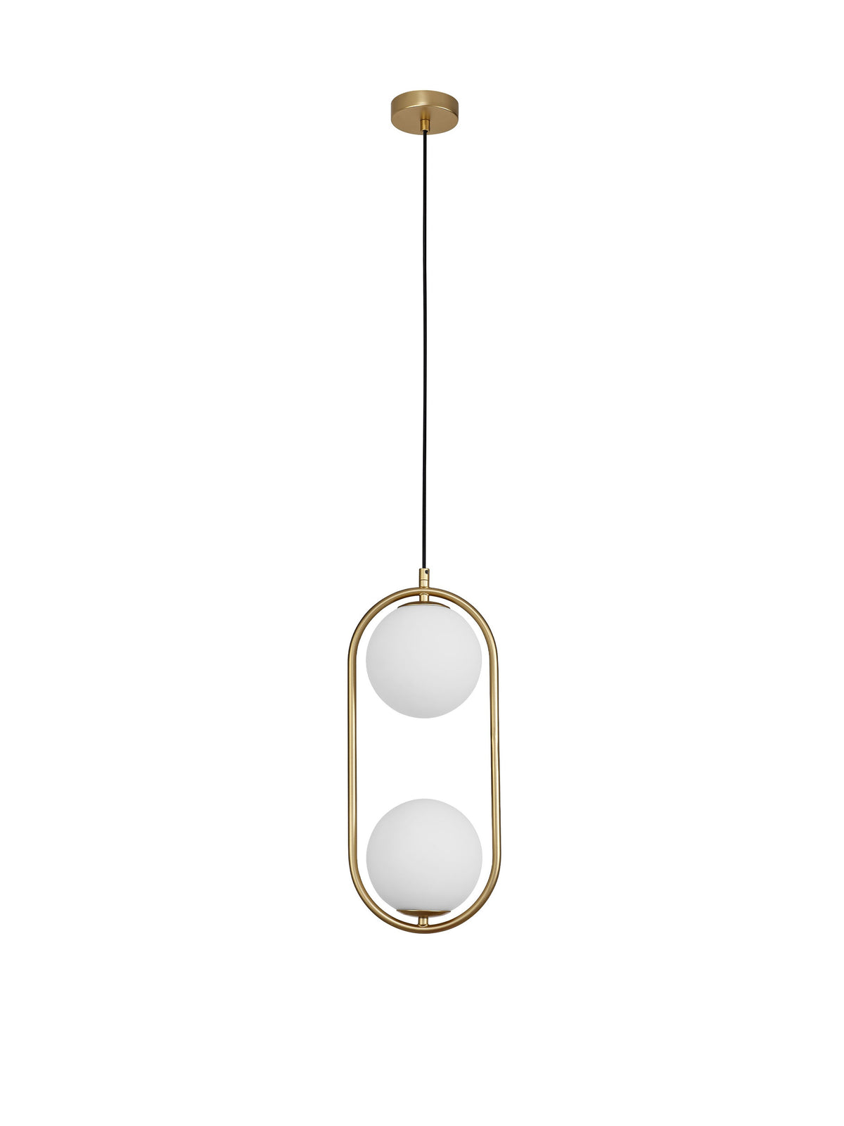 Suspension Obitar 2 lumières dorée, verre