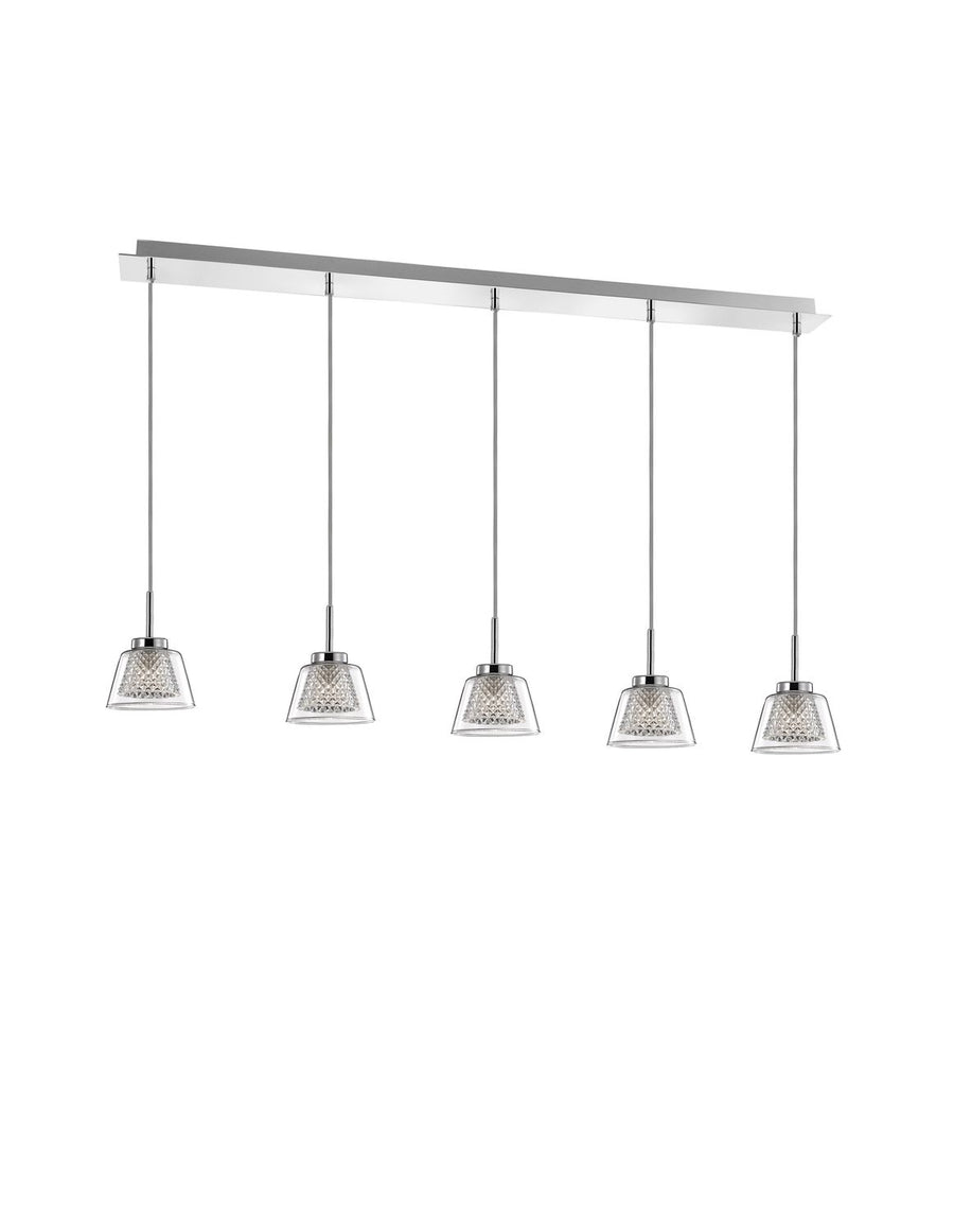 Suspension Boccale 5 lumières chromée, verre (1300301306)