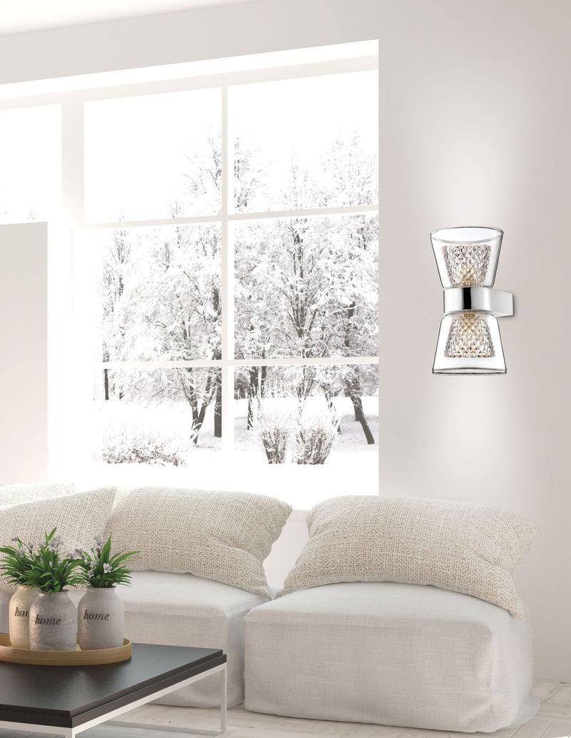 Applique murale Boccale 2 lumières chromée, verre