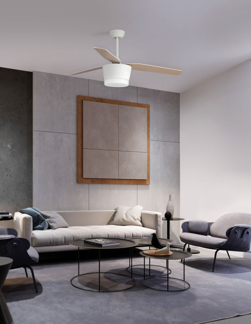 Ventilateur de plafond lumineux Monsoon blanc, verre