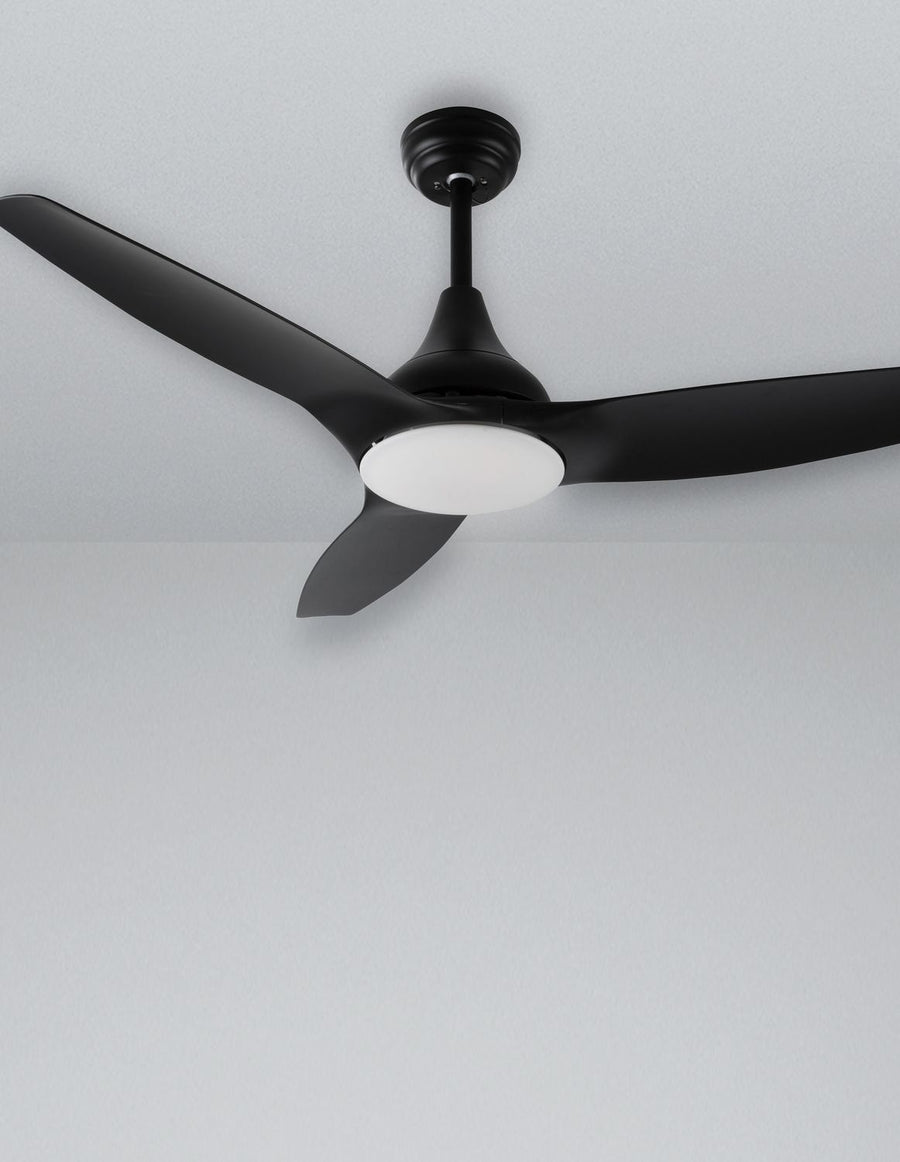 Ventilateur de plafond lumineux Samoa noir, verre