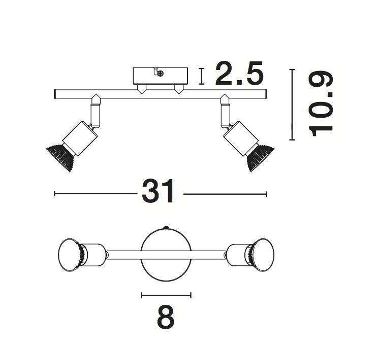 Plafonnier Base 2 lumières nickel