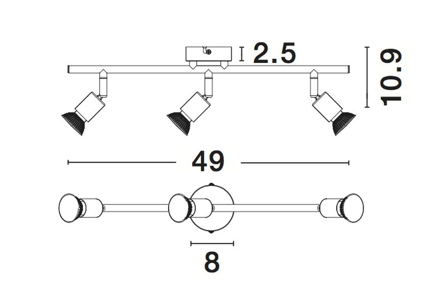 Plafonnier Base 3 lumières nickel