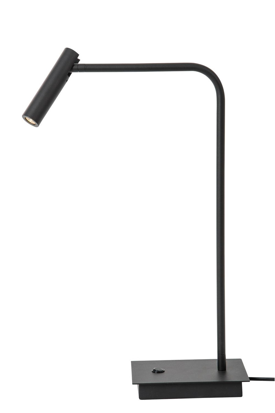 Produit de face sur fond blanc, bras tubulaire noir et tête orientable