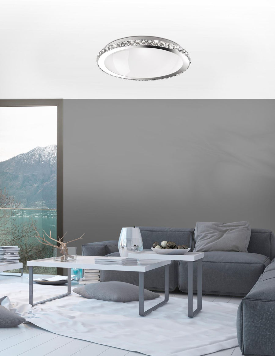Plafonnier Palermo 2 lumières chromé, cristal