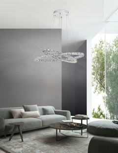 Suspension Celine chromée, cristal (7403001)