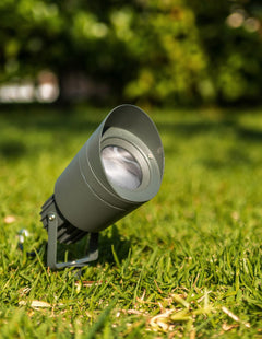 Projecteur extérieur Inside gris, verre, H 20 cm