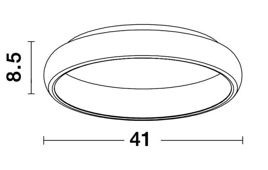 Schéma coté du plafonnier indiquant une hauteur de 8,5 et un diamètre de 41