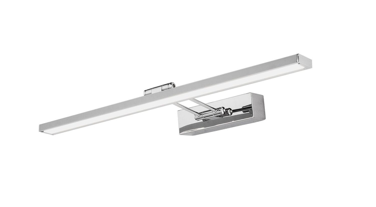 Vue isolée de l'applique chromée avec long diffuseur et support articulé