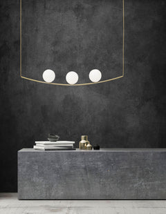 Suspension Vitton 3 lumières dorée, verre