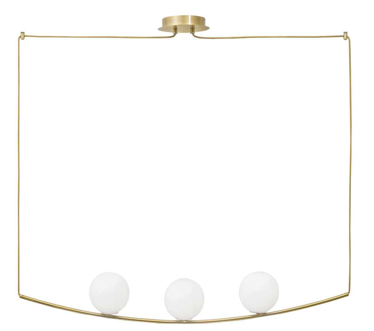 Suspension Vitton 3 lumières dorée, verre