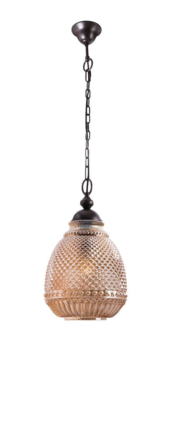 Suspension Toulon marron et ambrée, verre