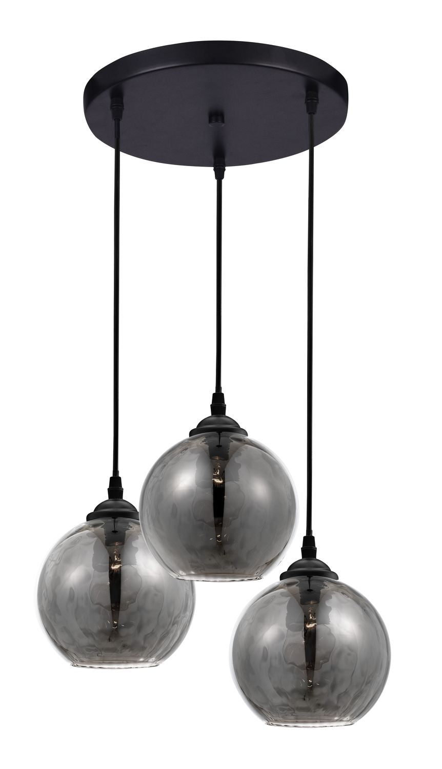 Suspension Adelina 3 lumières noire, verre