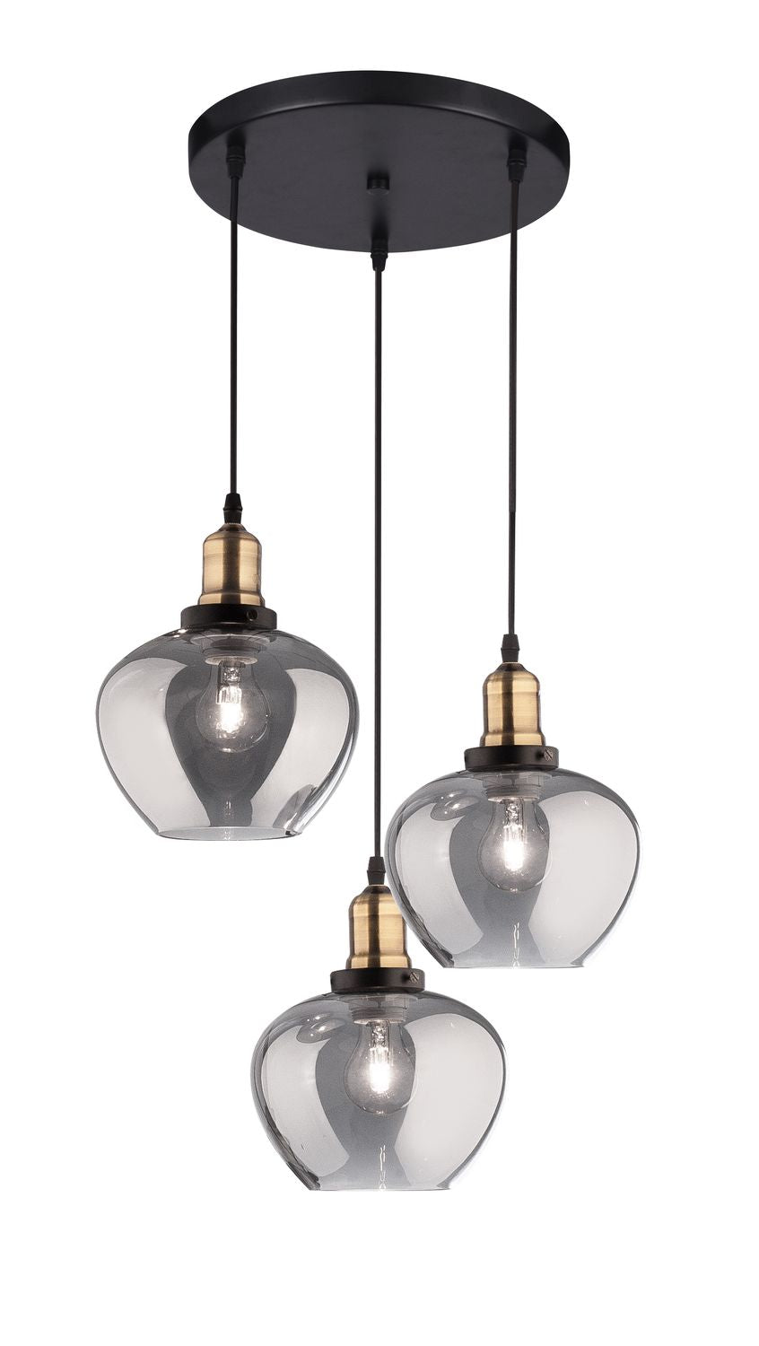 Suspension Cedro 3 lumières noire, verre (8436404)