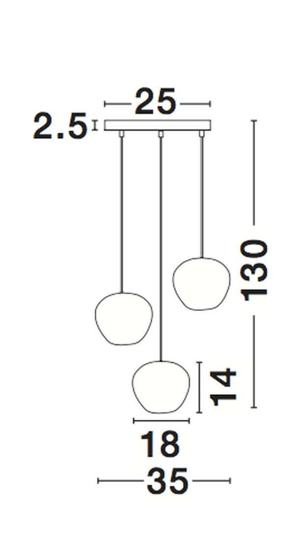 Suspension Cedro 3 lumières noire, verre (8436404)
