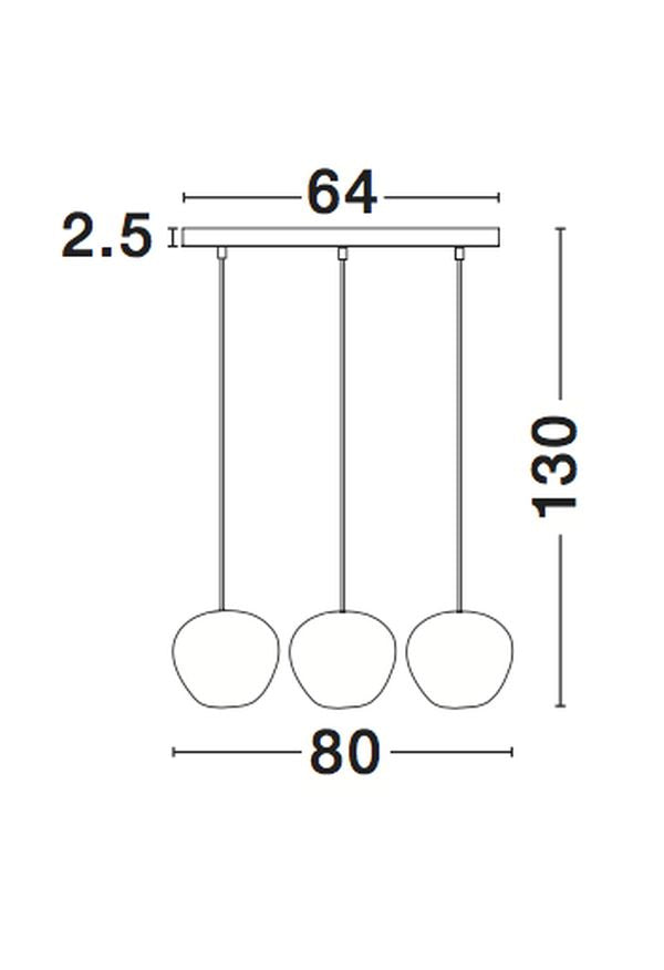 Suspension Cedro 3 lumières noire, verre (8436405)