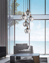 Suspension Cedro 5 lumières noire, verre