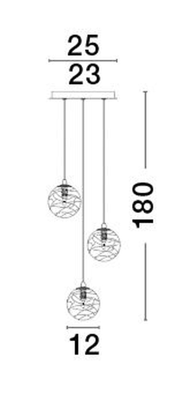Suspension Coen 3 lumières dorée, verre