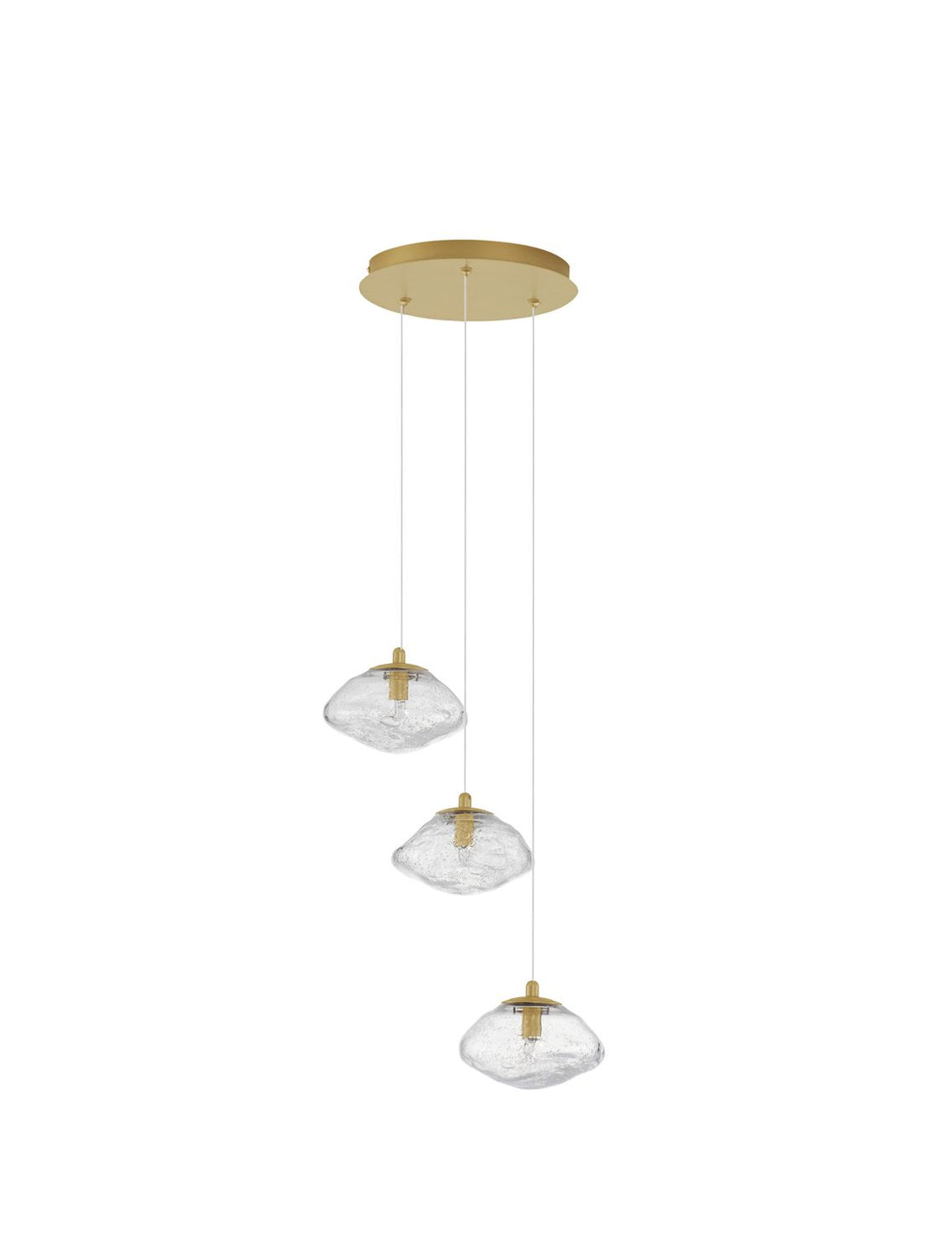 Suspension King 3 lumières dorée, verre