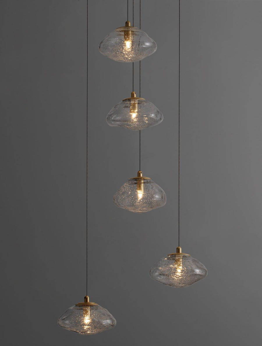 Suspension King 5 lumières dorée, verre (9006049)