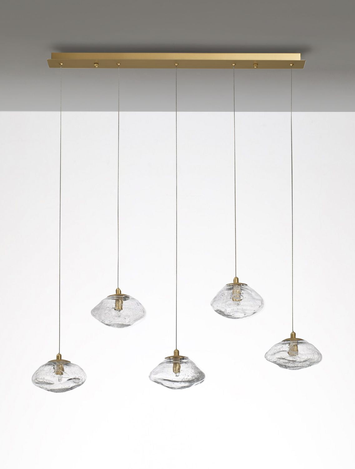 Suspension King 5 lumières dorée, verre (9006050)