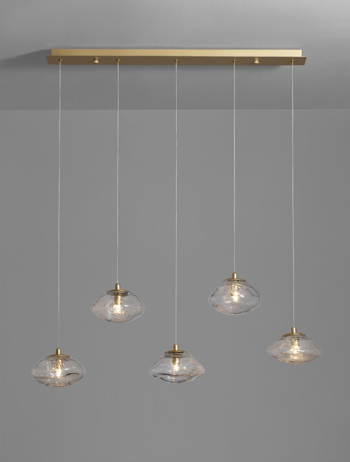 Suspension King 5 lumières dorée, verre (9006050)