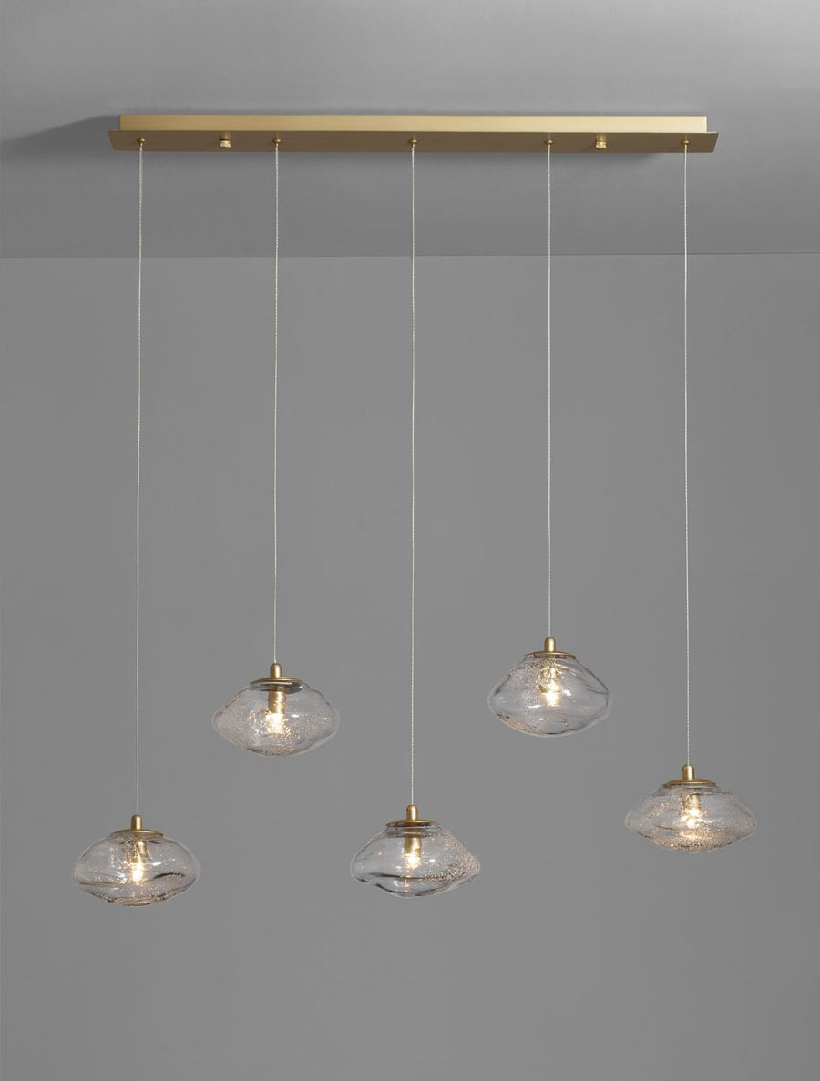 Suspension King 5 lumières dorée, verre (9006050)