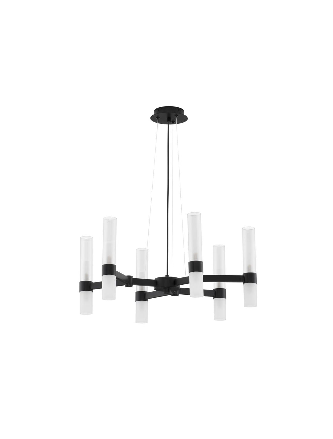 Suspension Century 12 lumières noire, verre
