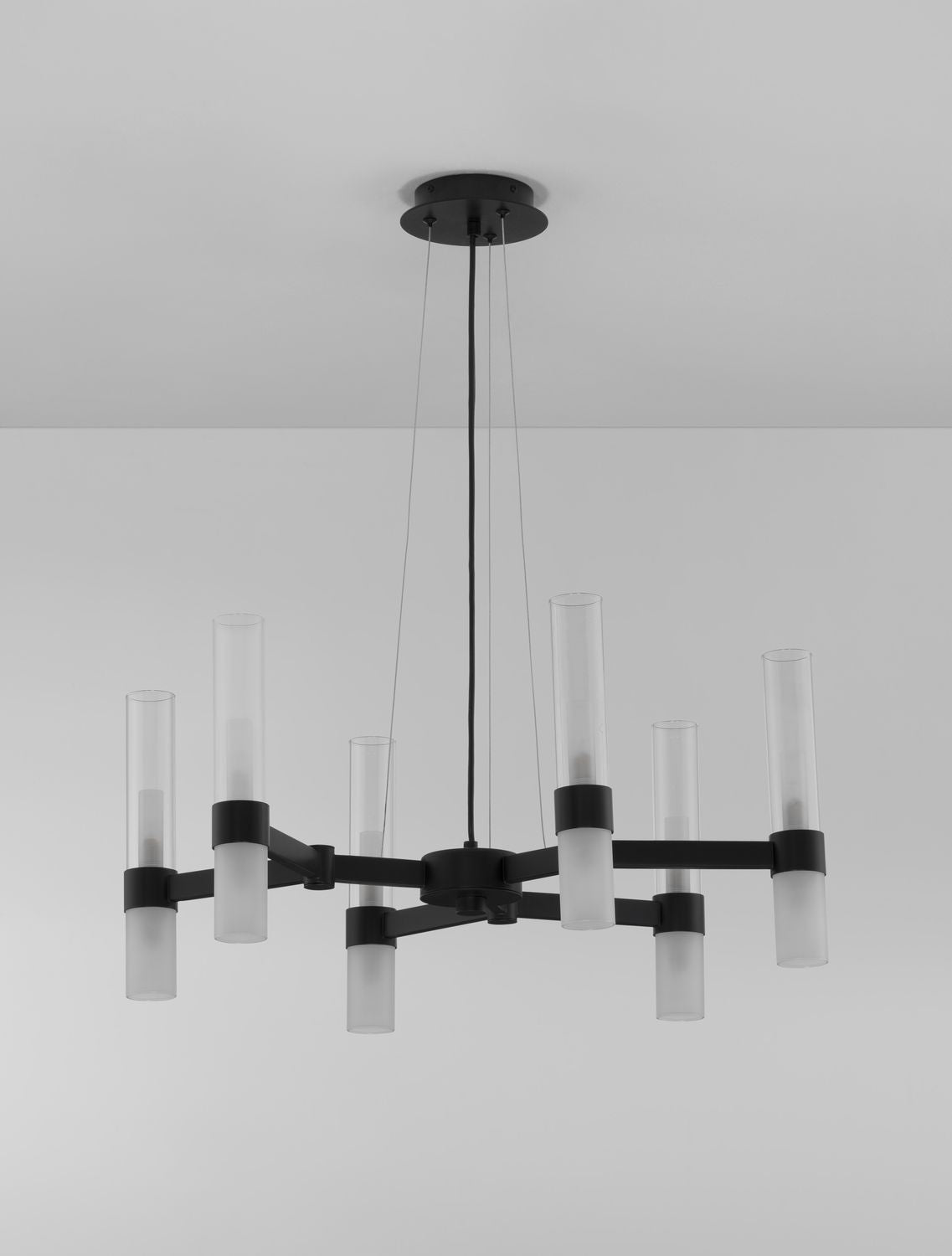 Suspension Century 12 lumières noire, verre