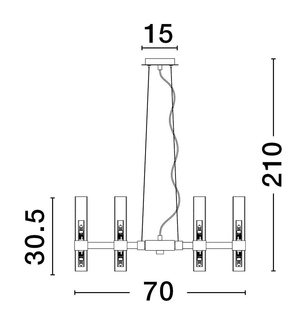Suspension Century 12 lumières noire, verre