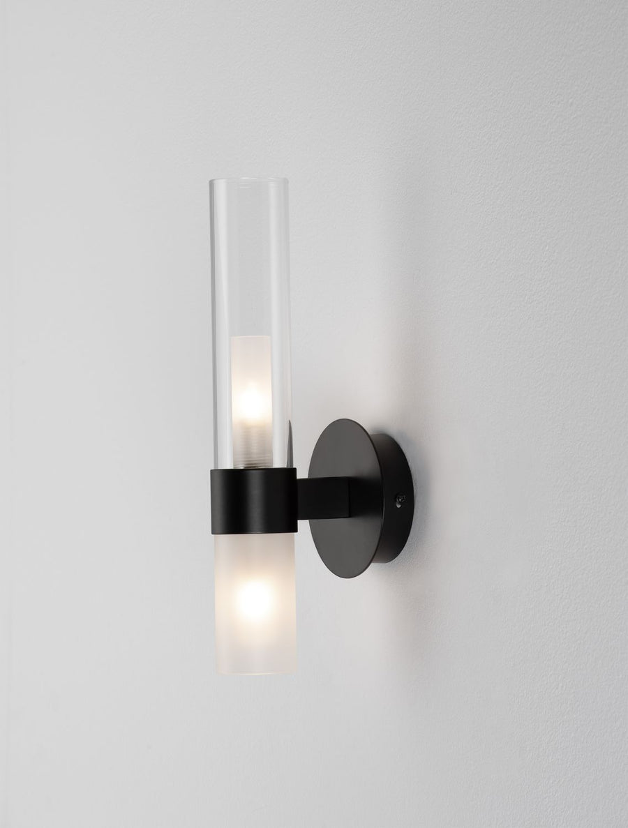 Applique murale Century 2 lumières noire, verre