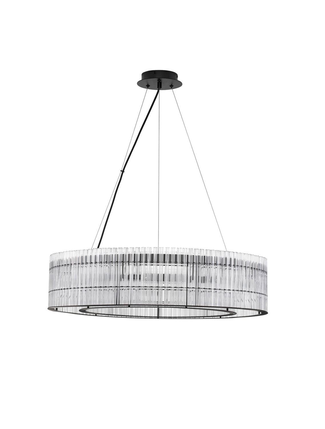 Suspension Barok 9 lumières noire, verre