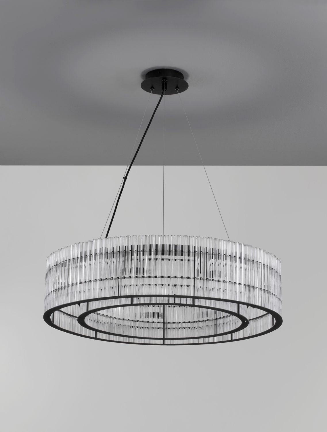 Suspension Barok 9 lumières noire, verre