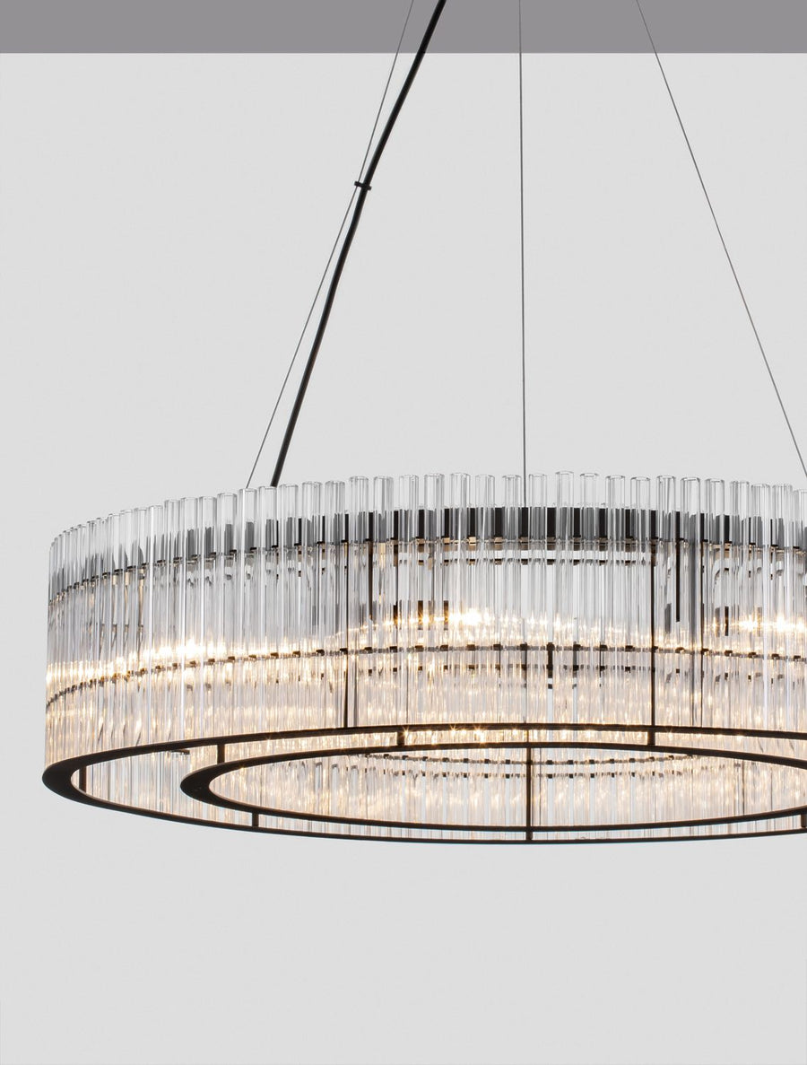Suspension Barok 9 lumières noire, verre
