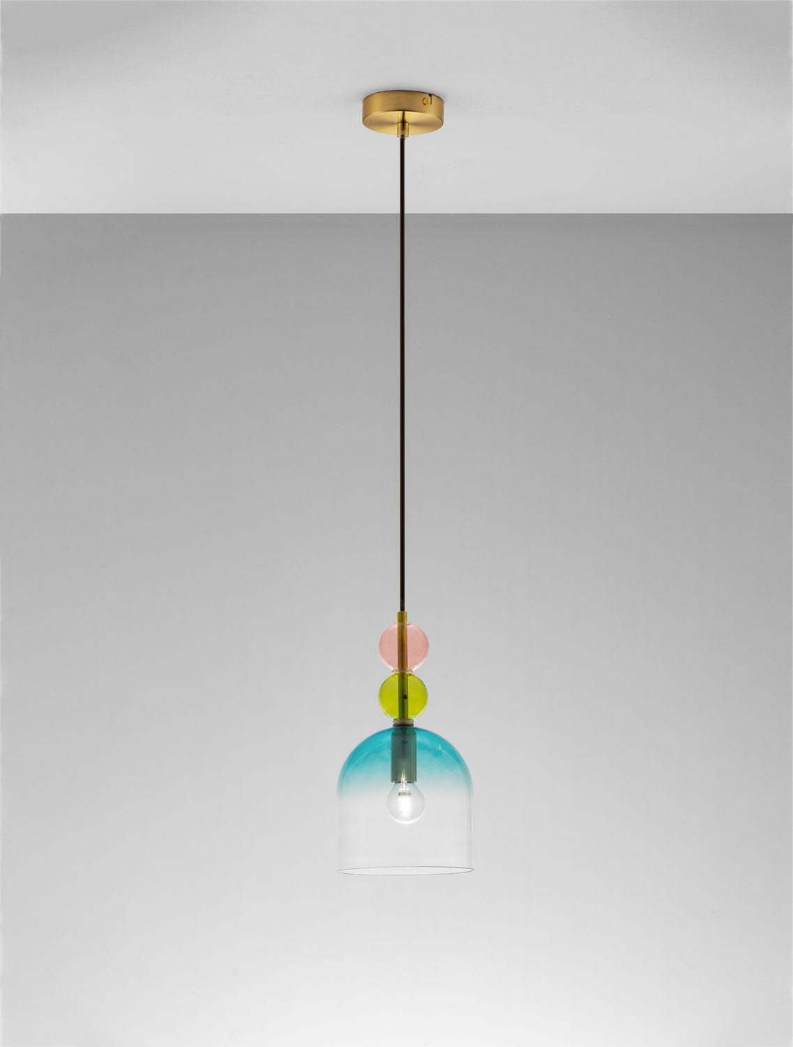 Suspension Murano dorée, verre, H 184,5 cm
