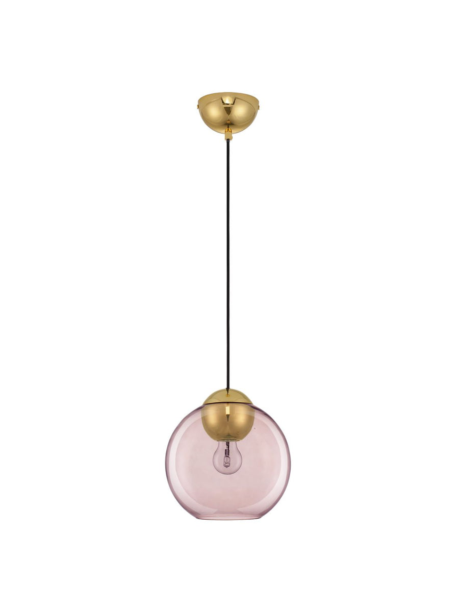 Suspension Midori dorée et rose, verre