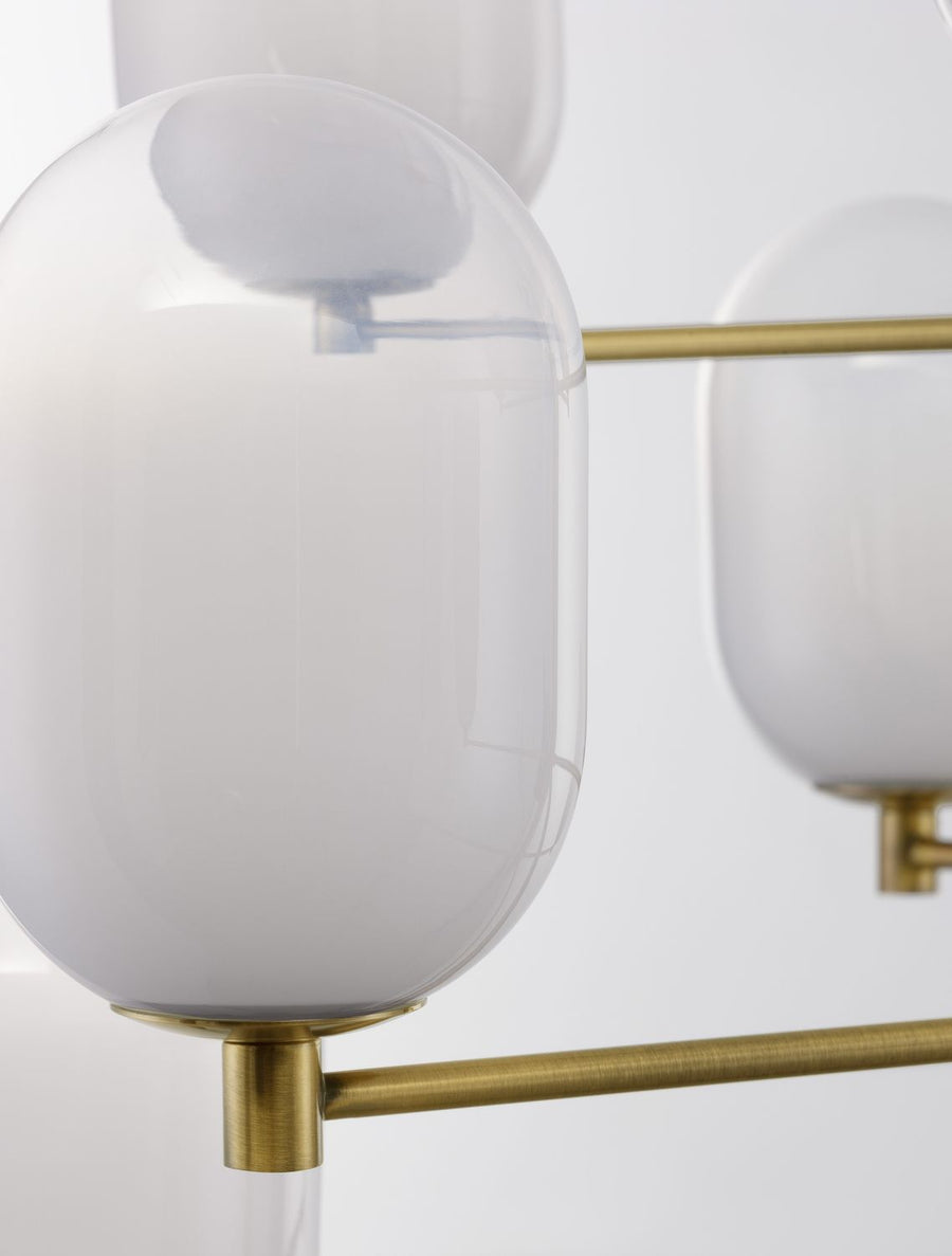 Suspension Balor 12 lumières dorée, verre