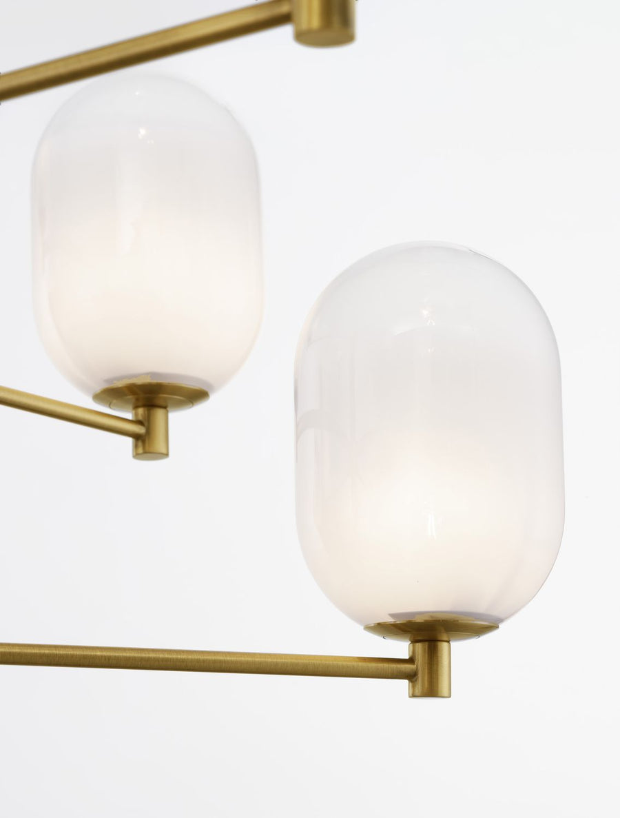 Suspension Balor 12 lumières dorée, verre