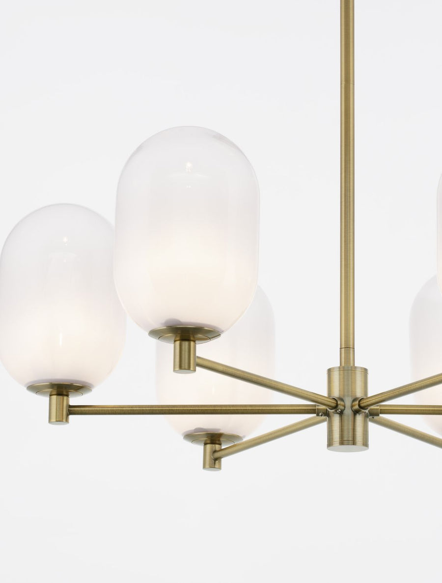Suspension Balor 6 lumières dorée, verre