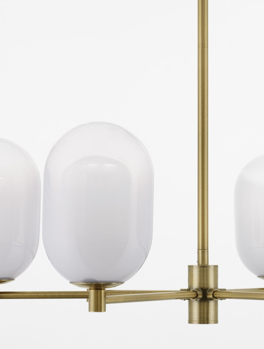 Suspension Balor 6 lumières dorée, verre