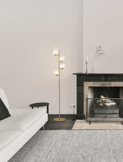 Lampadaire Balor 4 lumières doré, verre