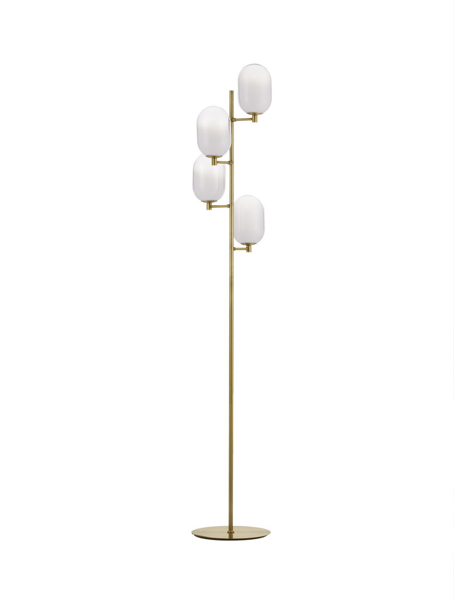 Lampadaire Balor 4 lumières doré, verre
