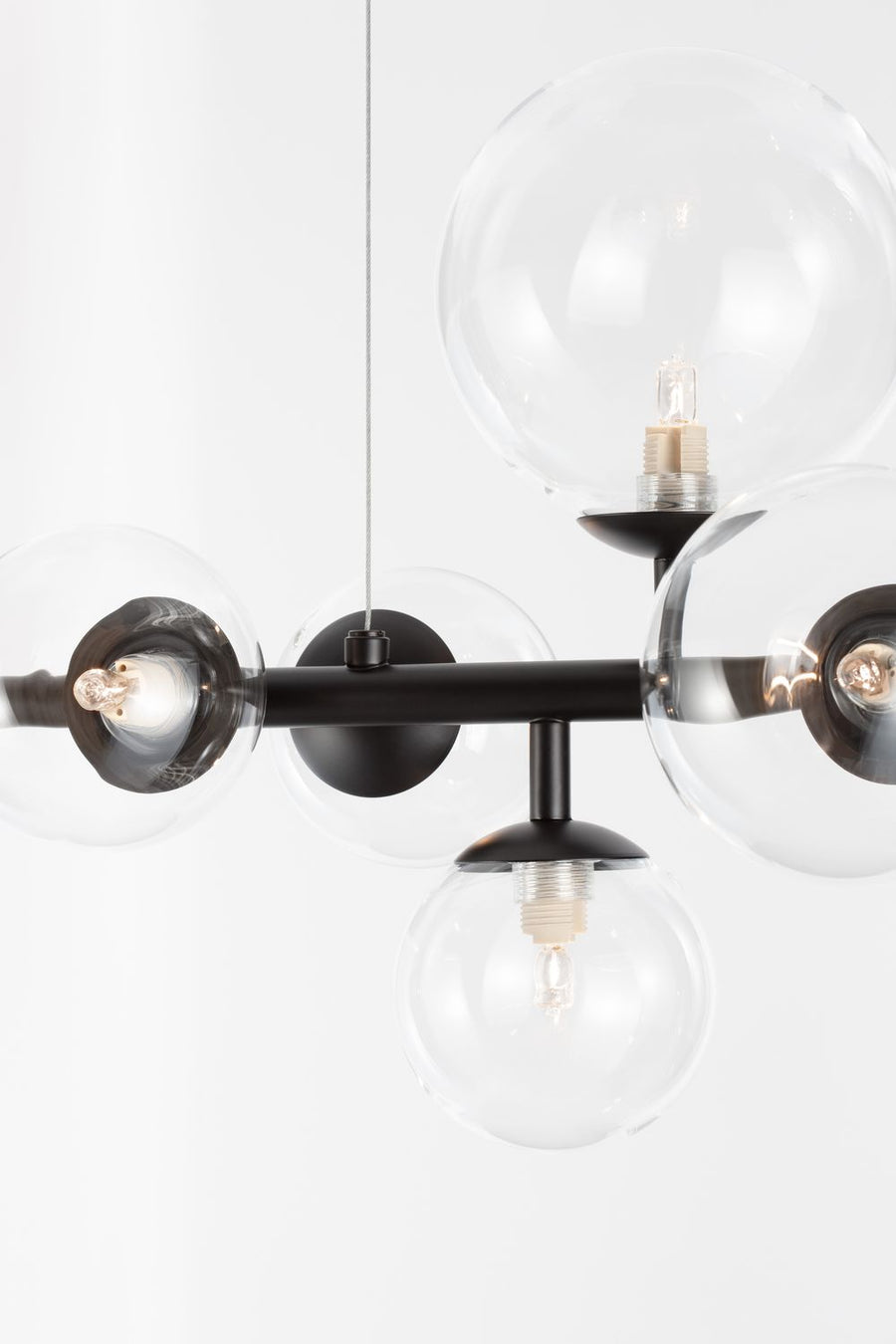 Suspension Odillia 7 lumières noire, verre (9009250)