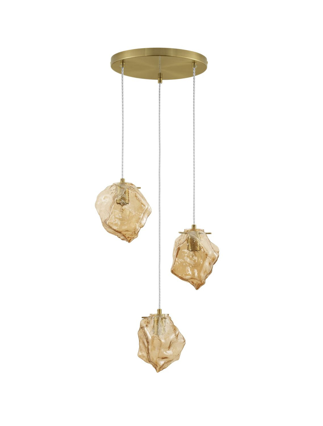 Suspension Odelle 3 lumières dorée, verre