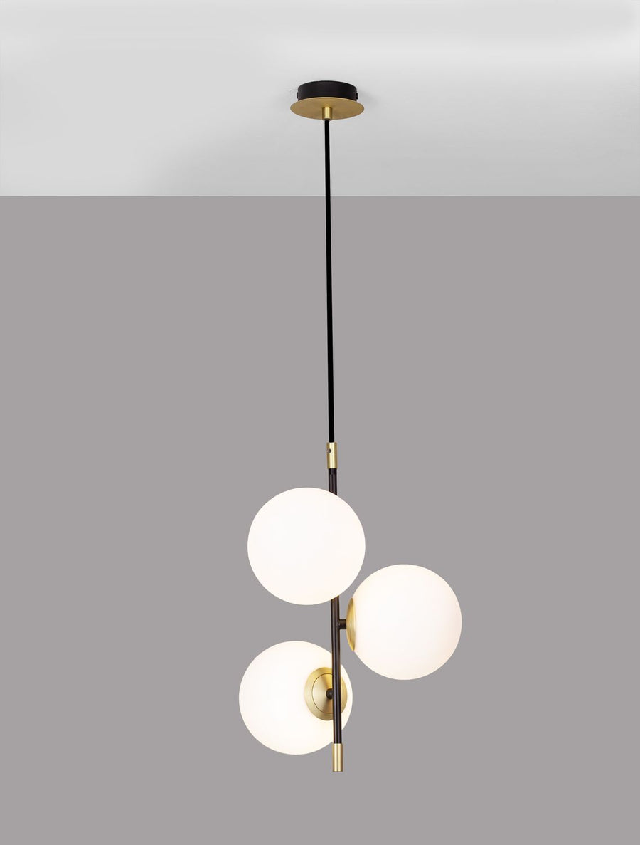 Suspension GIT 3 lumières dorée, verre