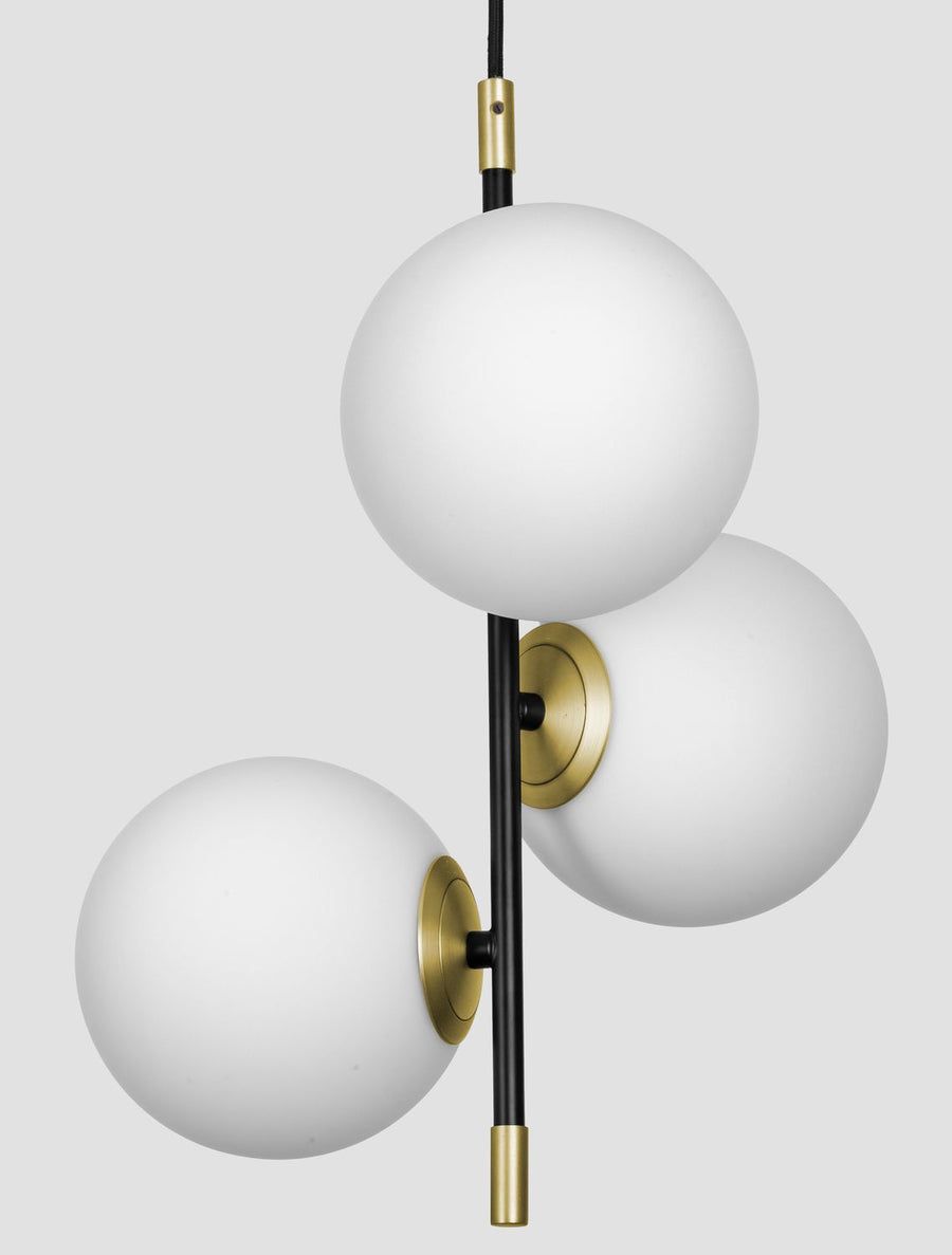 Suspension GIT 3 lumières dorée, verre