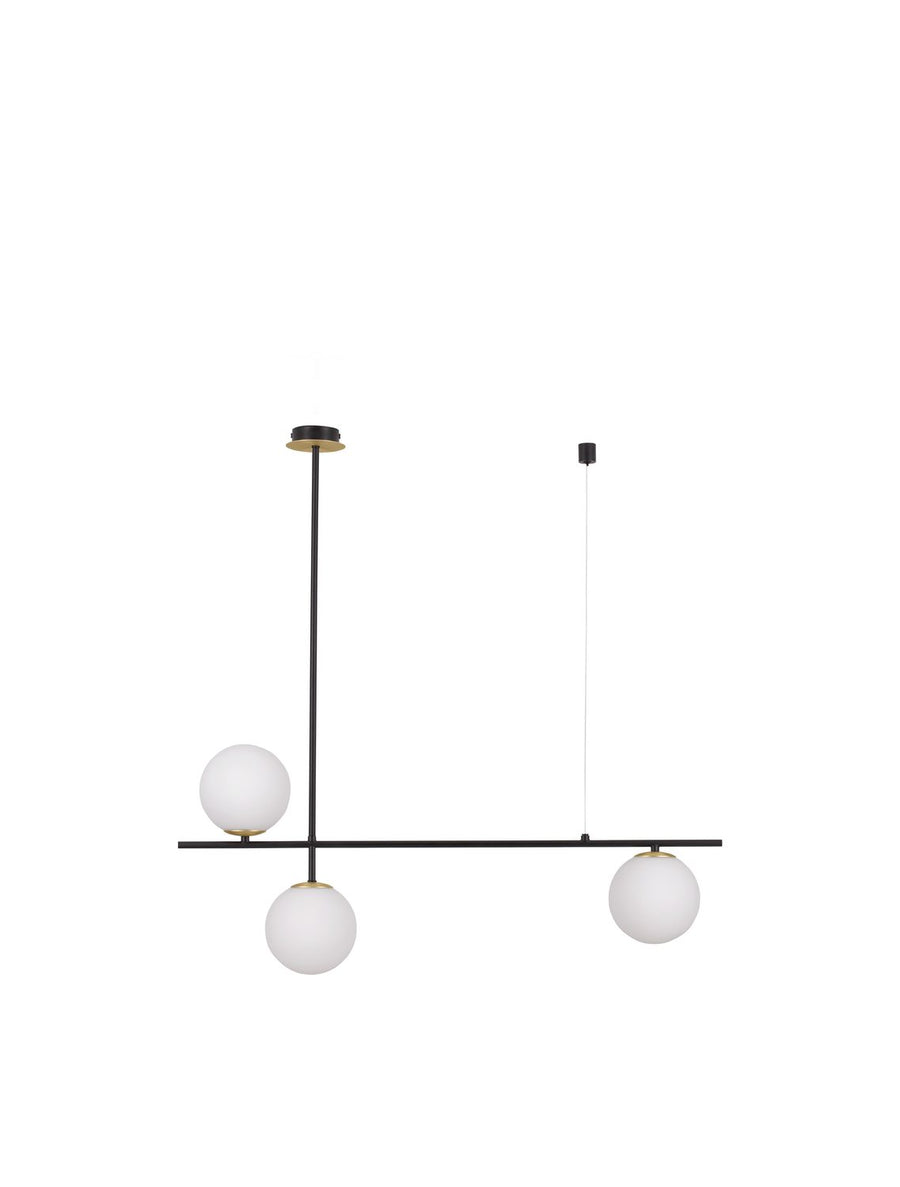 Suspension GIT 2 lumières dorée, verre