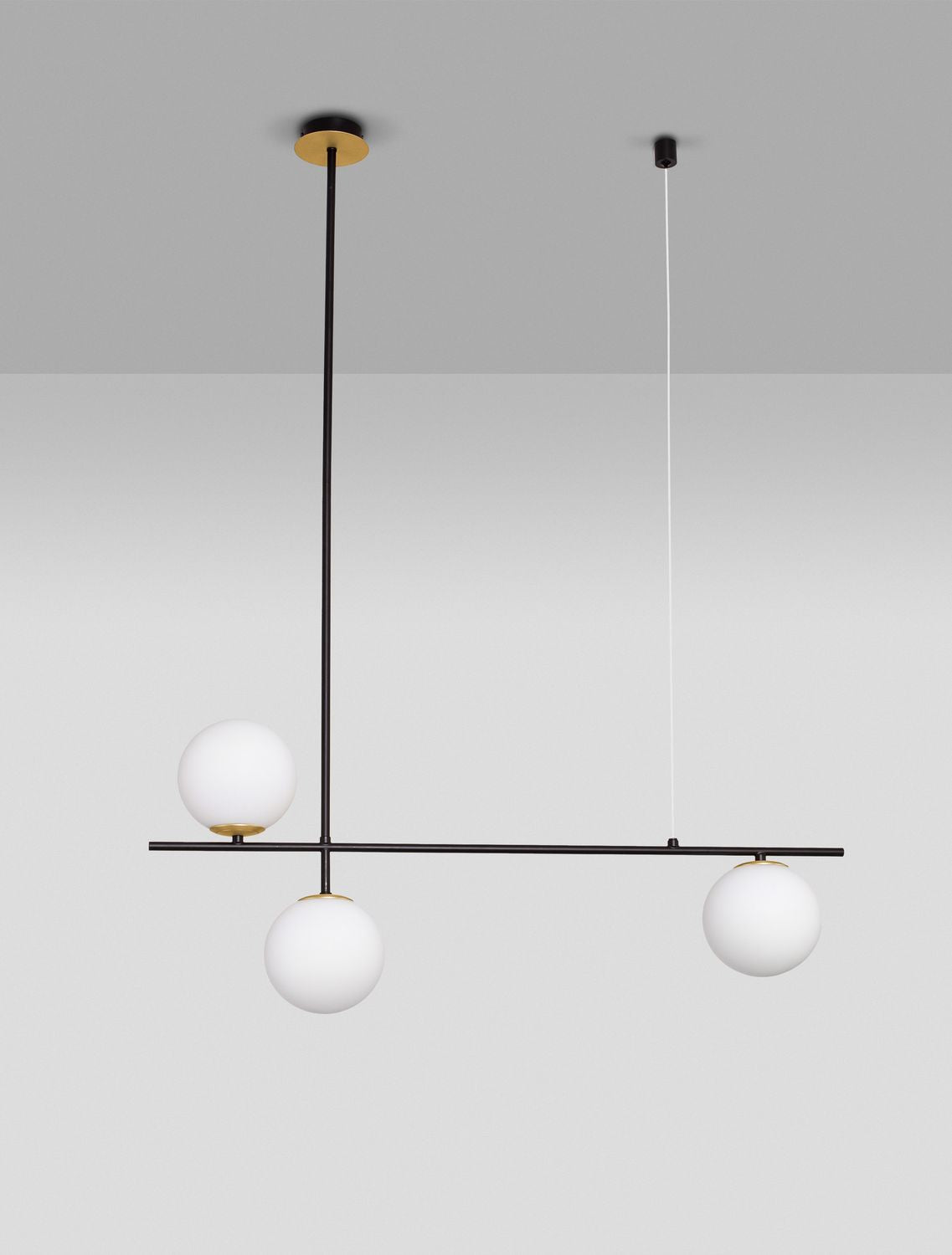 Suspension GIT 2 lumières dorée, verre